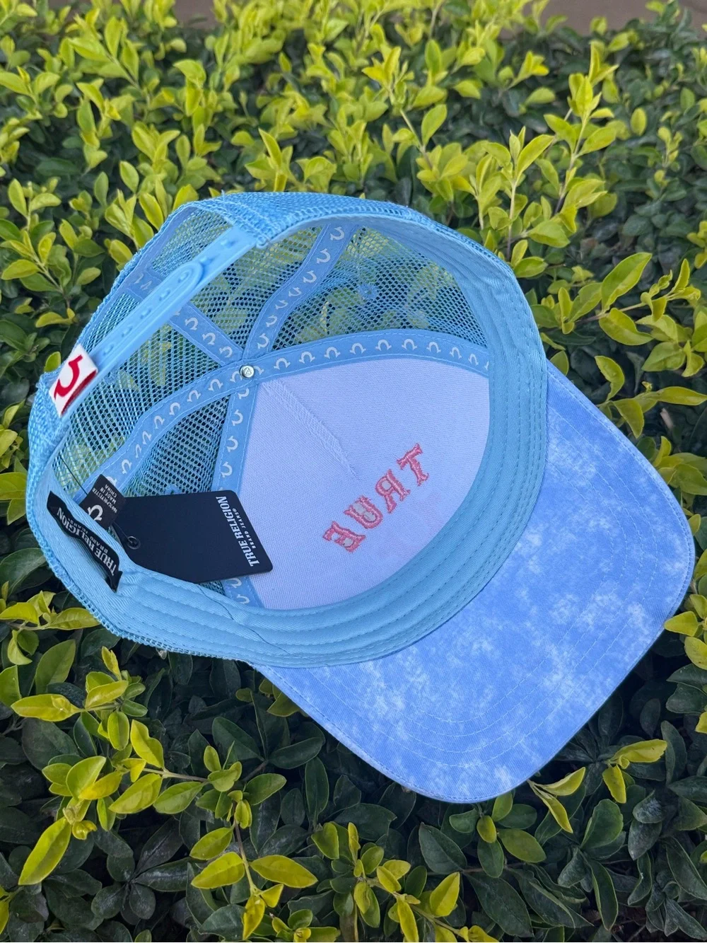 True Religion Blue Washed Cap with Red Logo